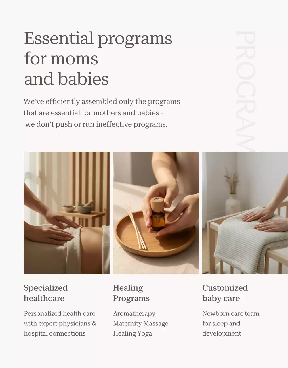 anúncio elegante de pós-parto bege