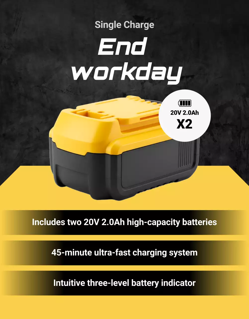 Anúncio de furadeira de impacto moderna amarela