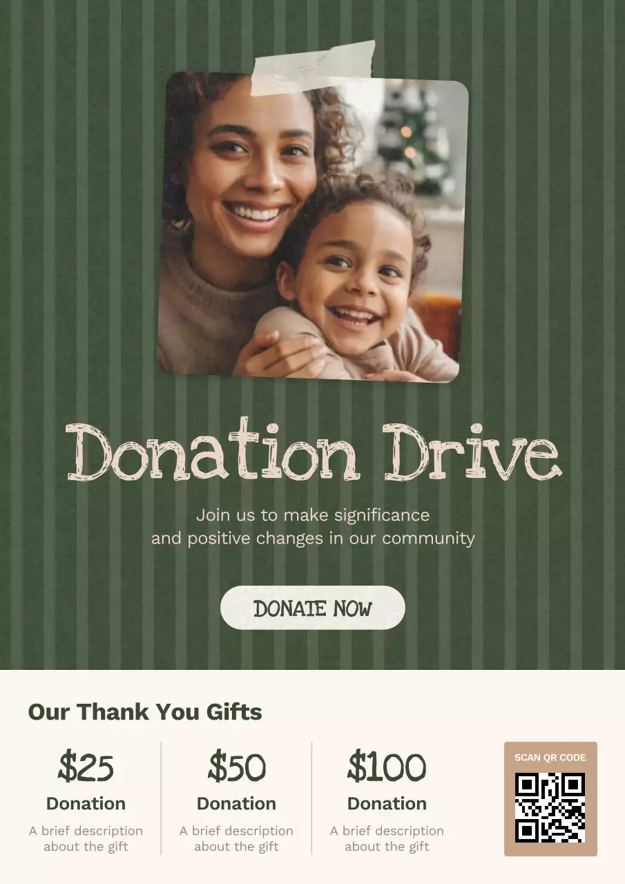 Beige Modern Donation Web Poster