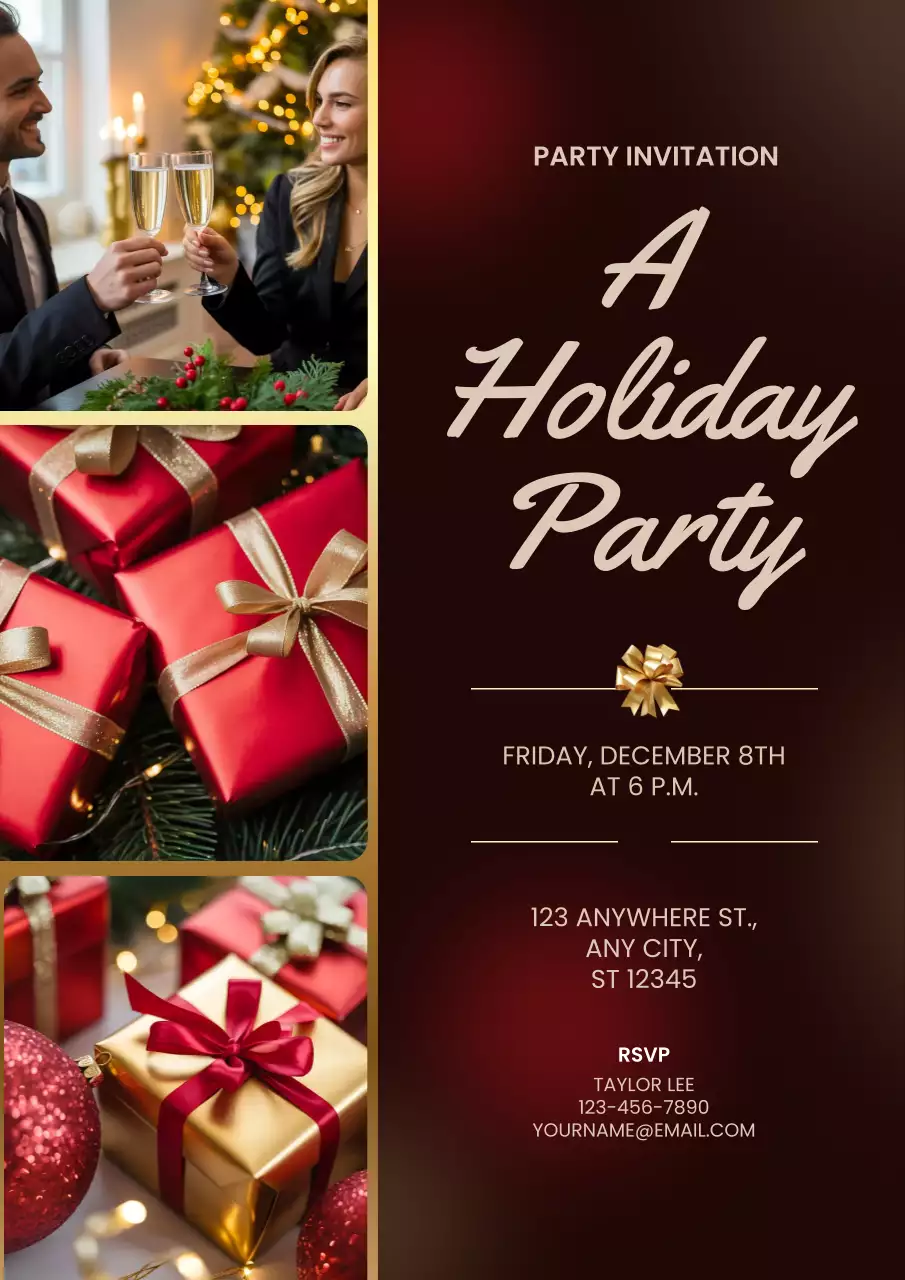 Red Elegant Cocktail Invitation Poster