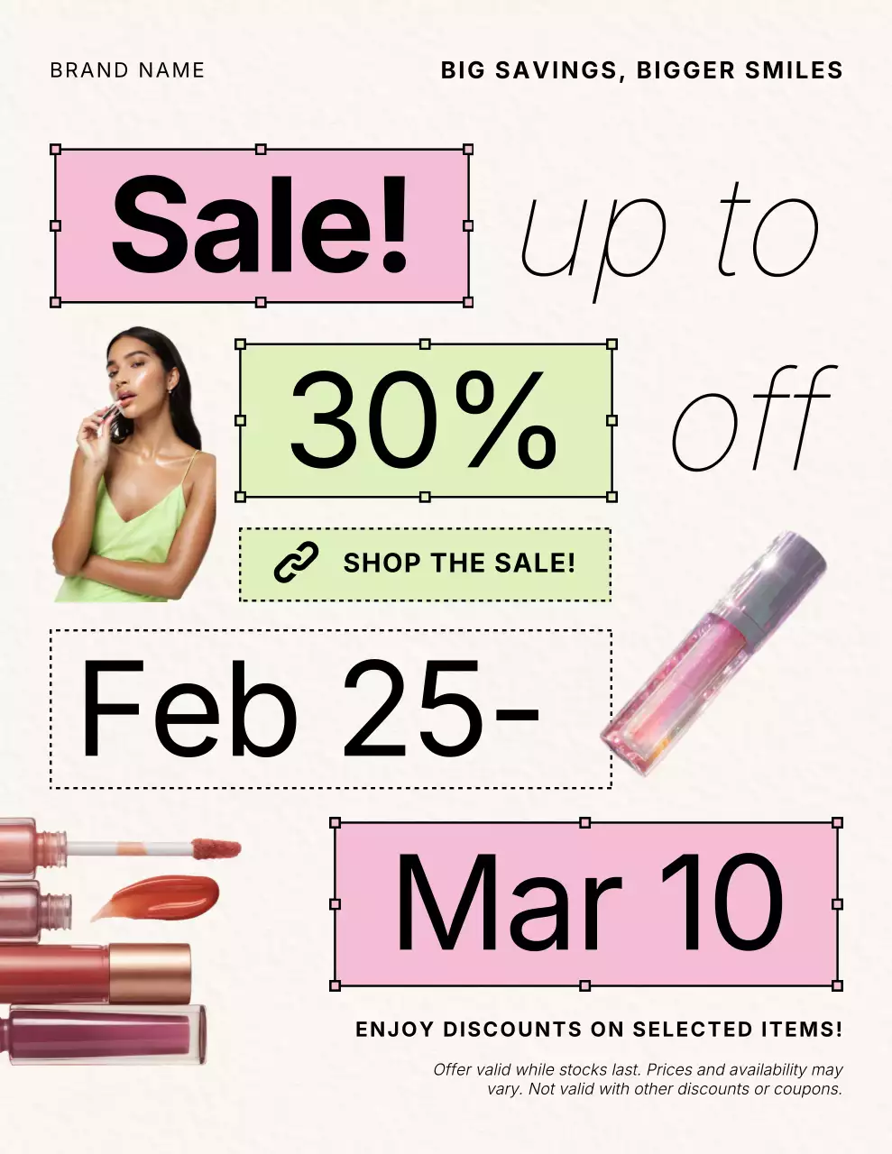 Pink Modern Sales Promotion Poster