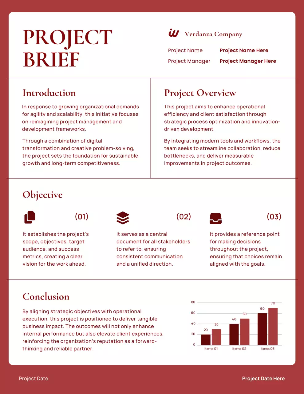 Red and White Minimal Project Brief Letter Poster