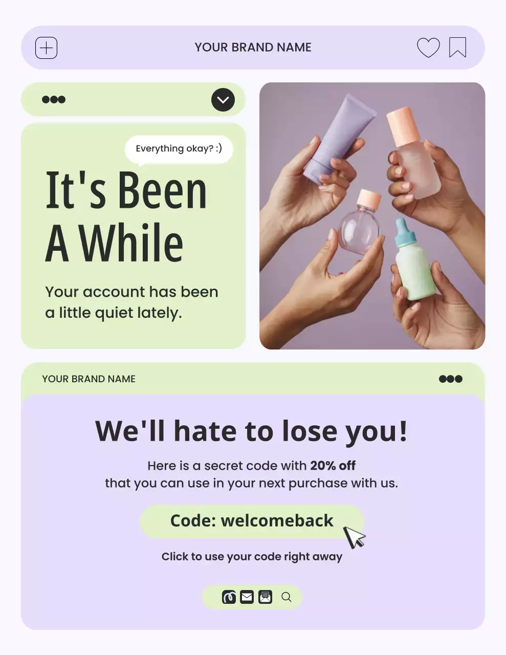 Purple and Green Minimal UI Skincare Reminder Campaign Letter
