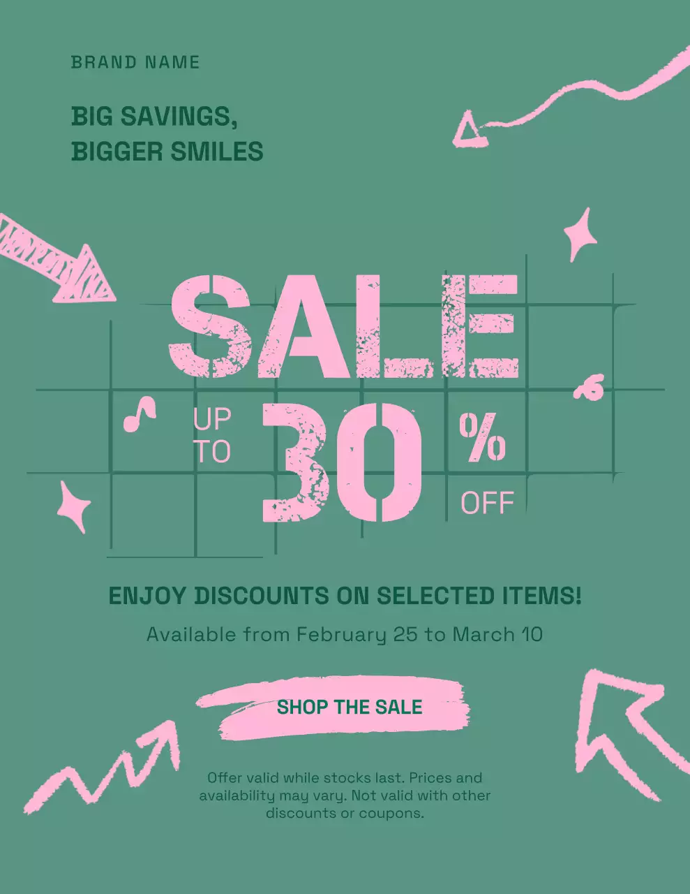 Green and Pink Modern Sales Promotion Poster
