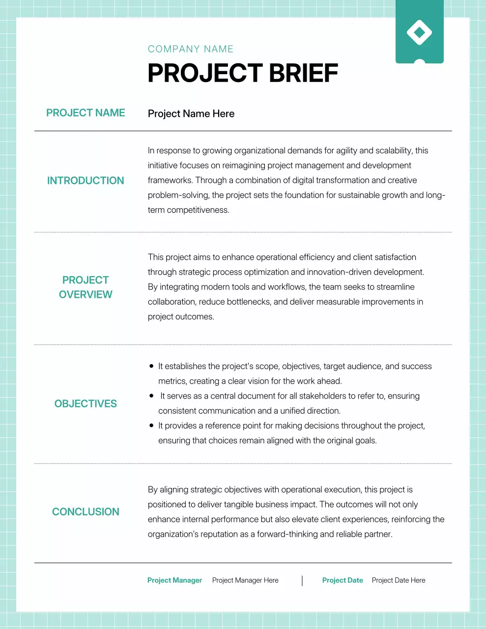 White and Teal Modern Project Report Poster