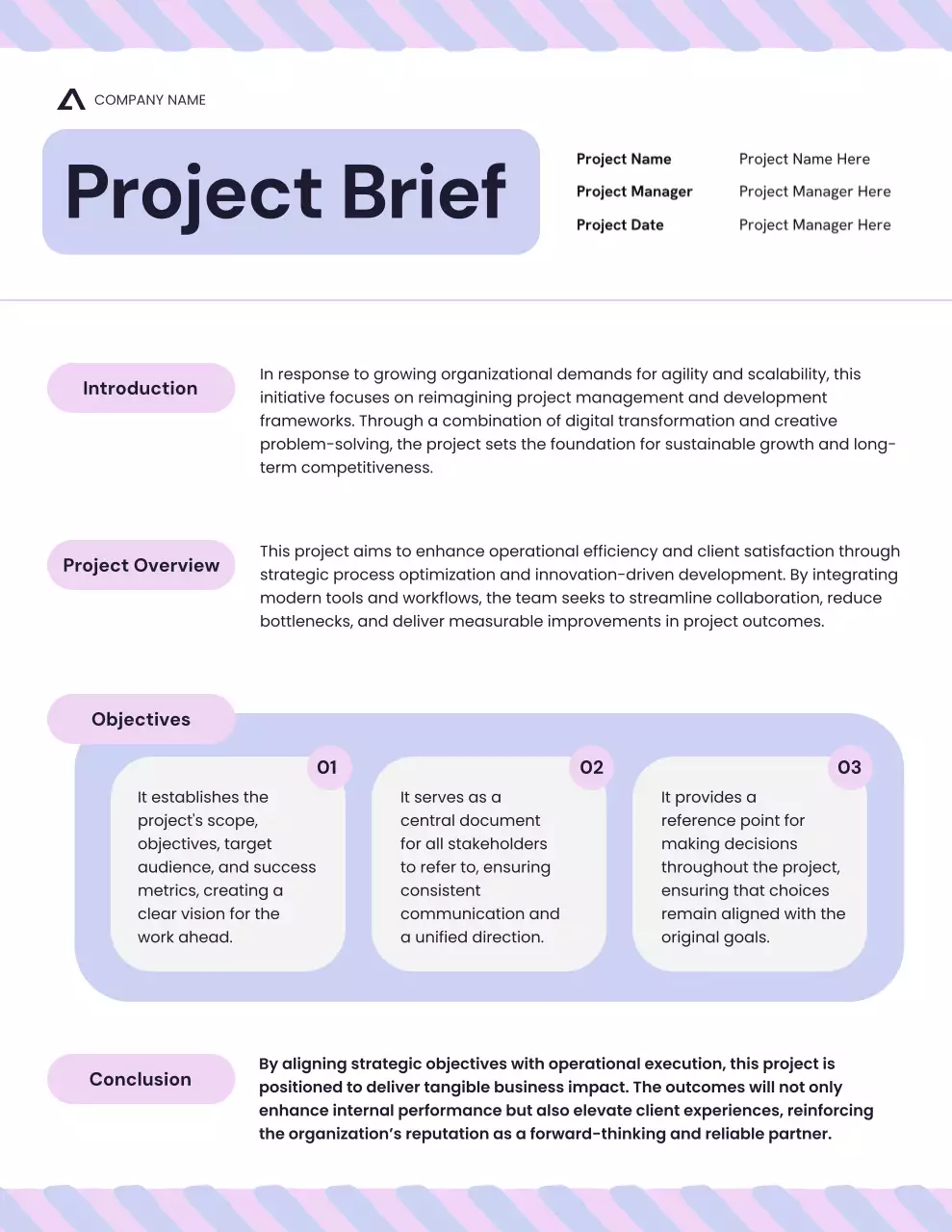 Purple and Pink Minimal Bento Project Brief Letter