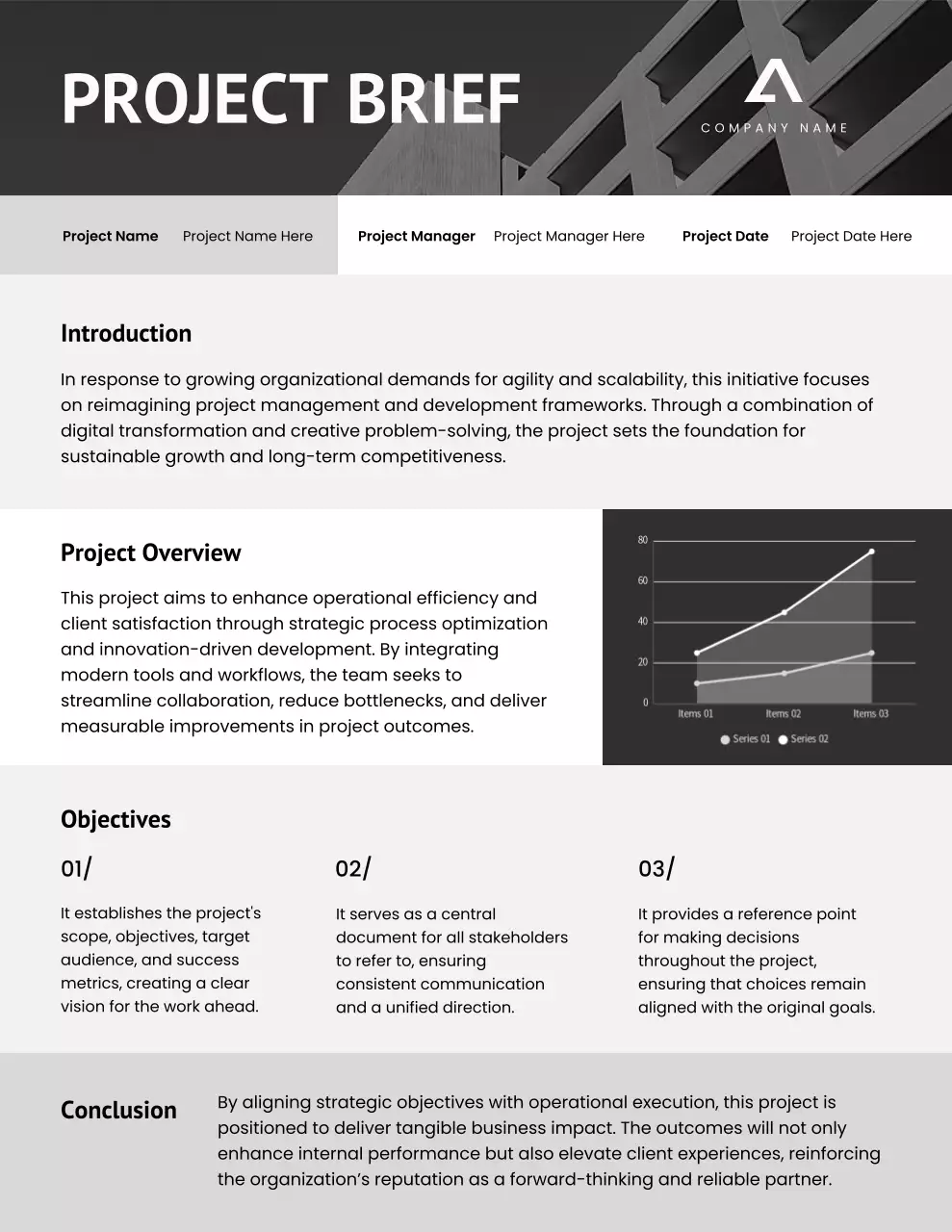 Surat Ringkasan Proyek Minimalis Abu-abu dan Hitam