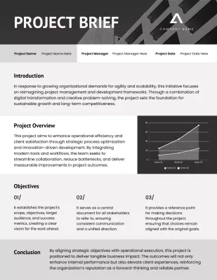 Surat Ringkasan Proyek Minimalis Abu-abu dan Hitam