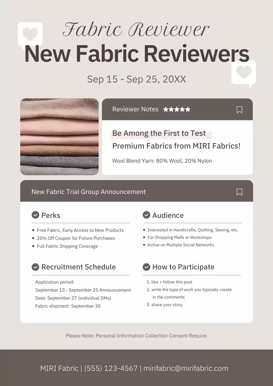 beige modern fabric recruitment notice