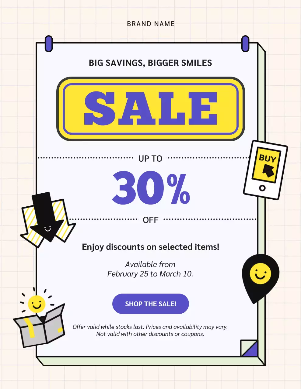 Purple and Yellow Modern Sale Promotion Poster