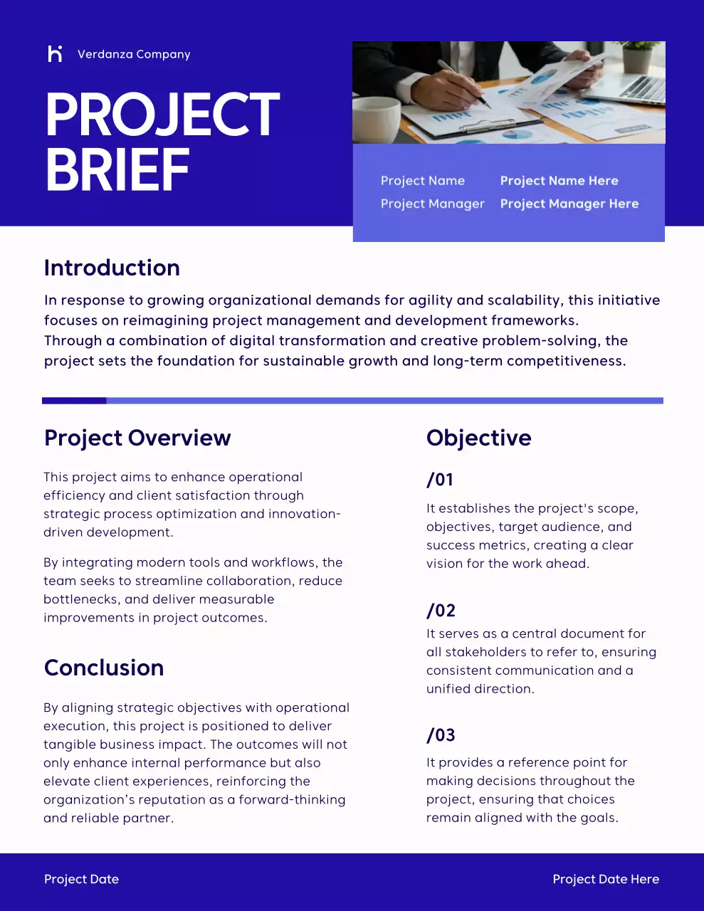 Blue and White Minimal Modern Project Brief Letter