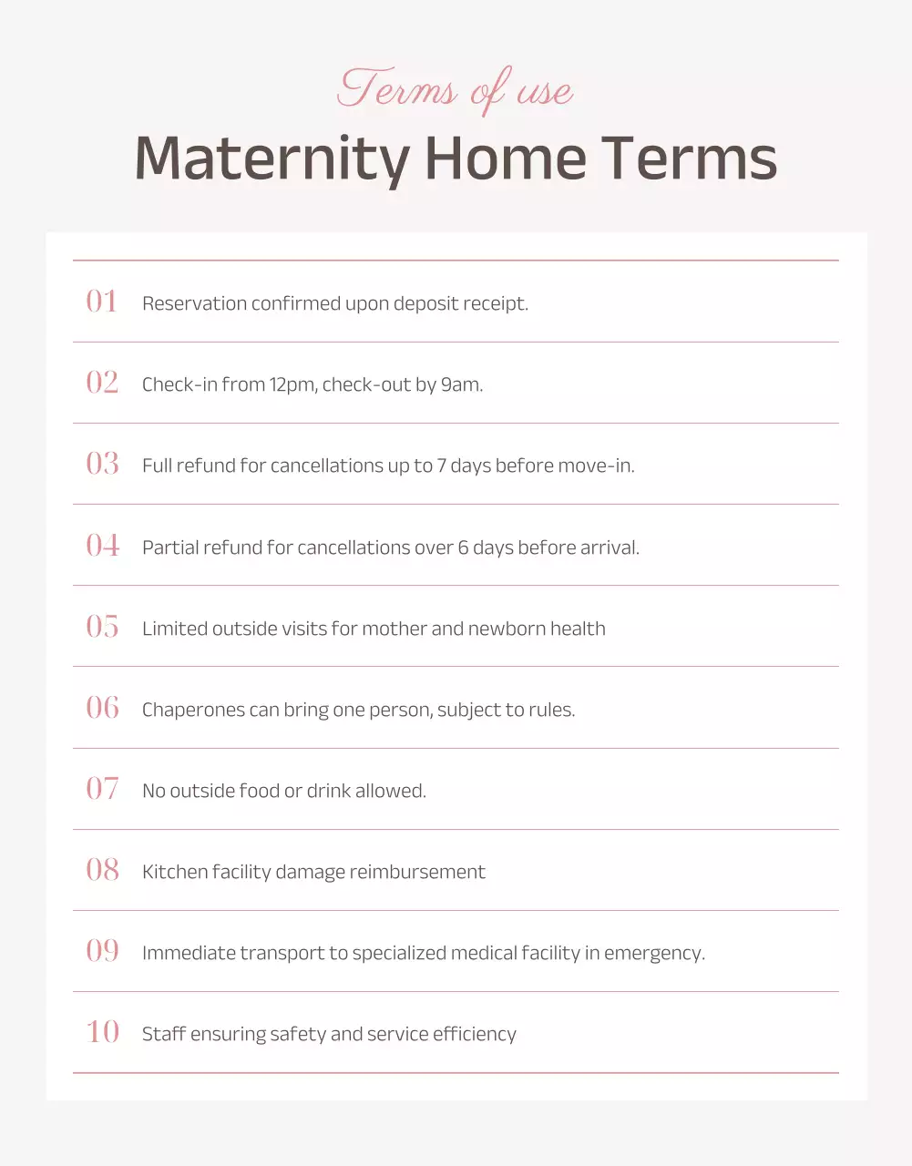 핑크색 모던 산후조리 홍보