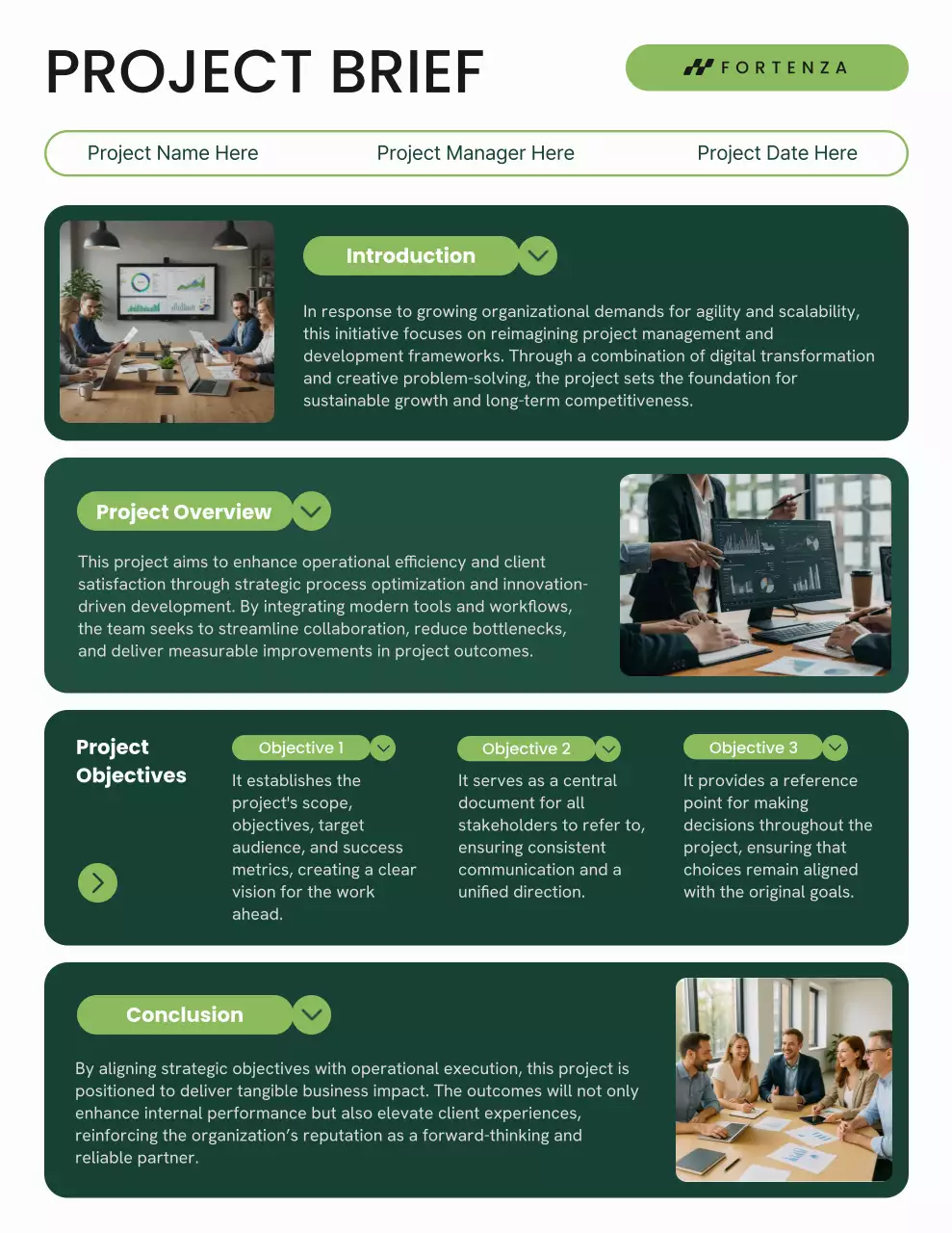 Green and White Minimal UI Project Brief Report Letter