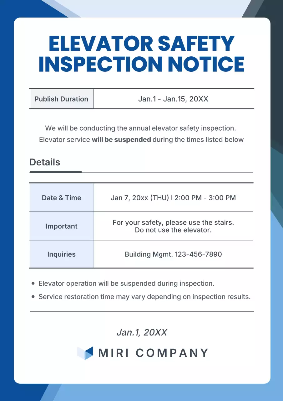 Blue modern safety announcement