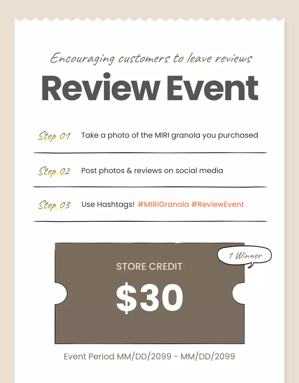 Beige modern review promotion