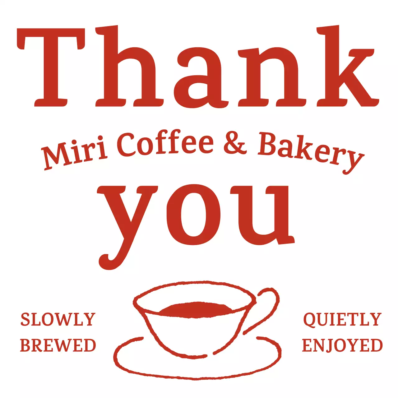 赤 シンプル カフェ メッセージカード サンキュー