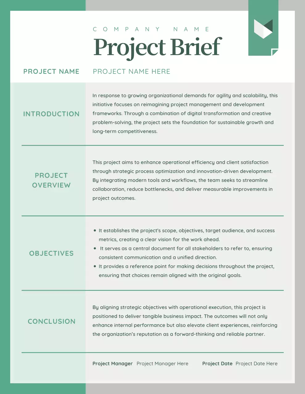 Green Grey Organized Project Briefing Poster