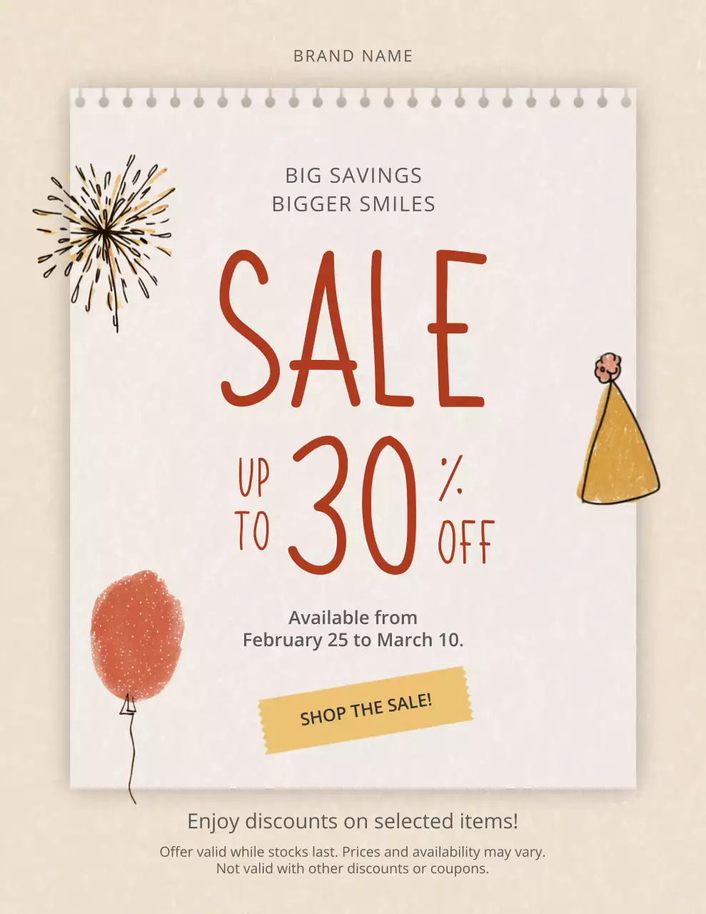 Beige Cozy Sale Promotion Poster
