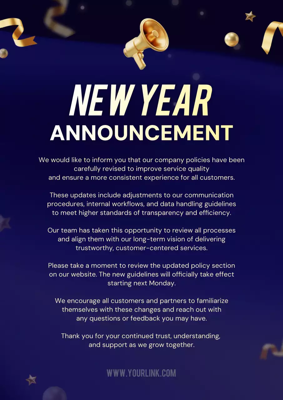 Poster Pengumuman Kebijakan Modern Warna Teal