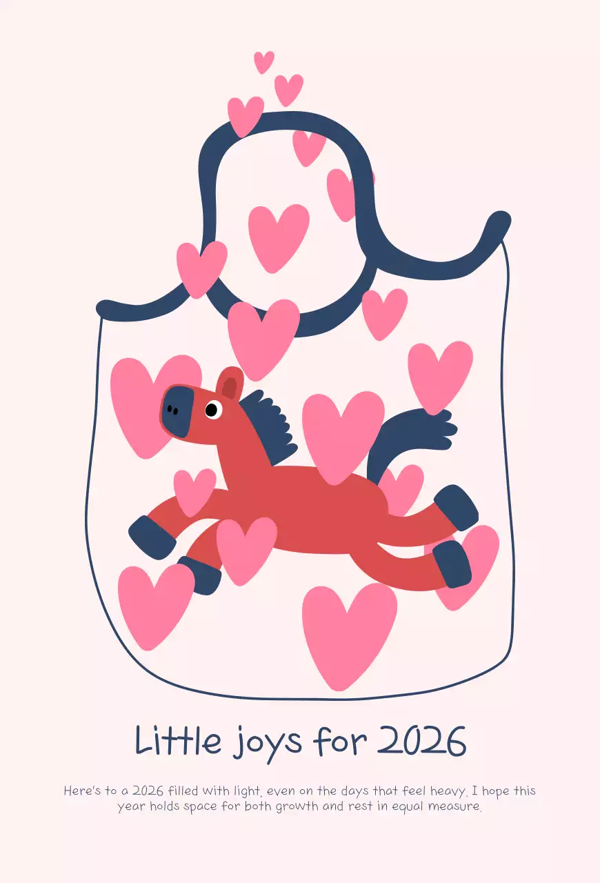 핑크 아기자기한 새해 엽서