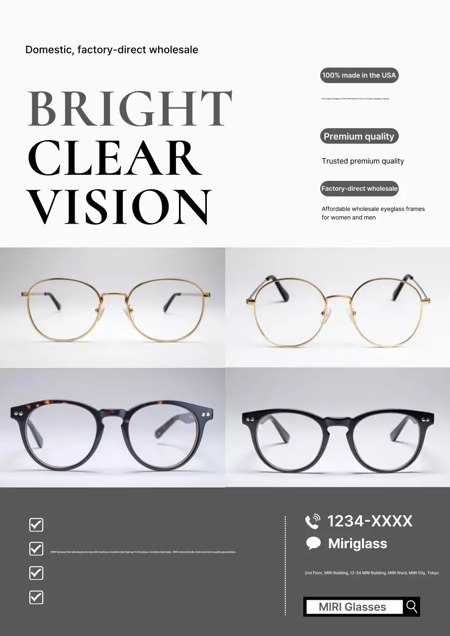 Quảng cáo kính mắt hiện đại màu xám