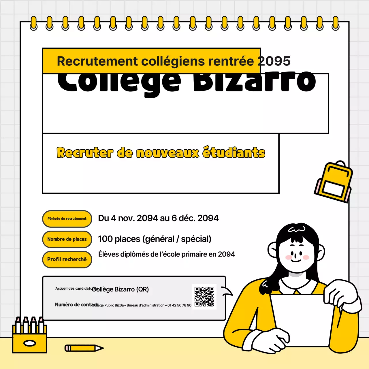 Recrutement à l'école intermédiaire Yellow Simple