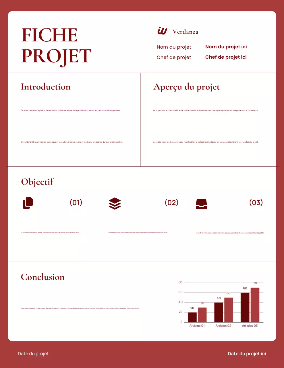Lettre de présentation du projet minimaliste rouge et blanc