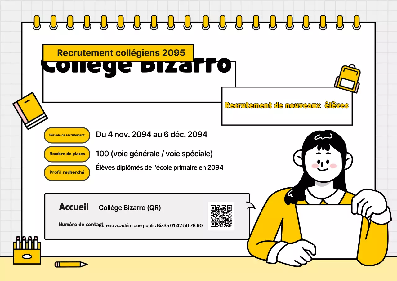 Recrutement à l'école intermédiaire Yellow Simple