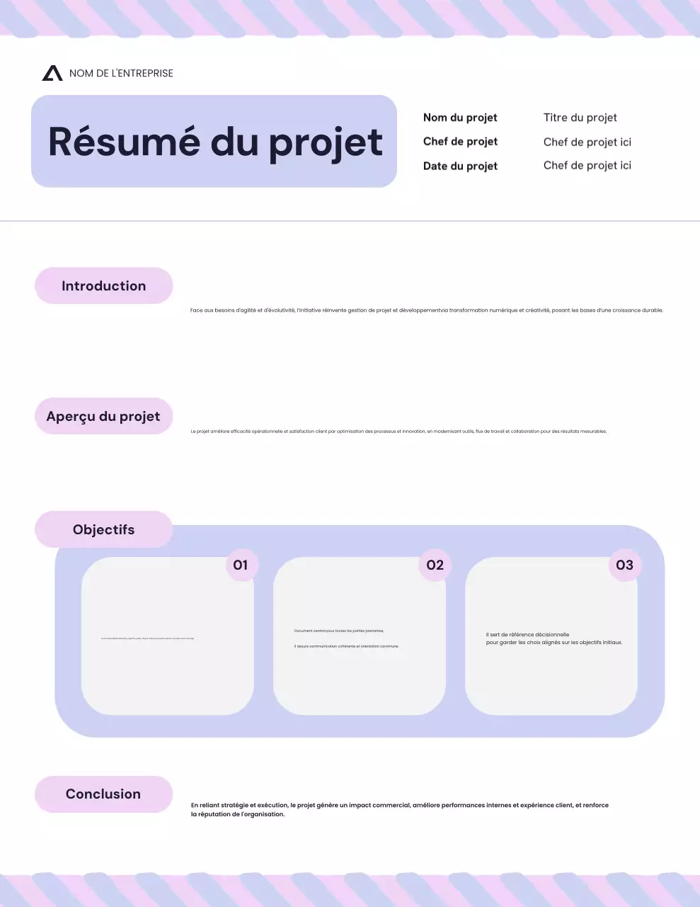 Lettre de présentation du projet de bento minimaliste violet et rose