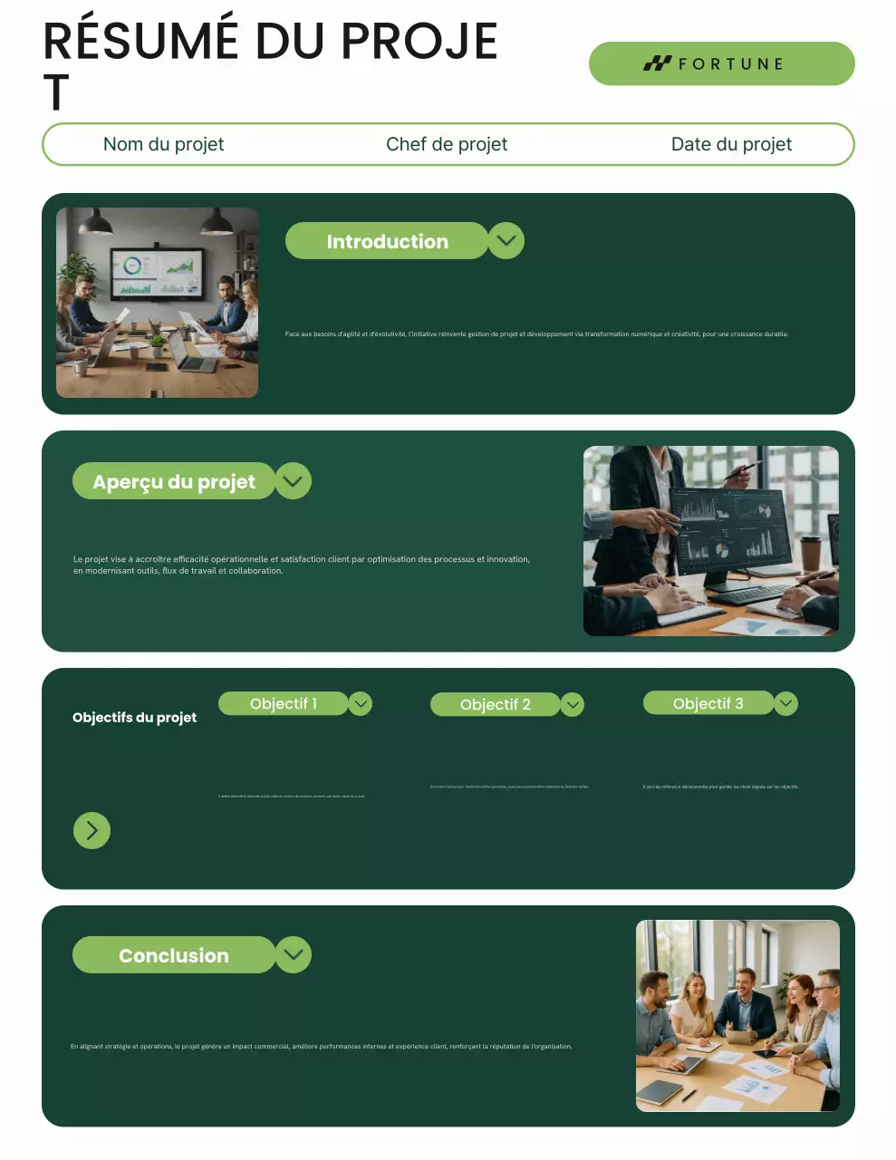 Lettre de présentation du projet d'interface utilisateur minimaliste verte et blanche