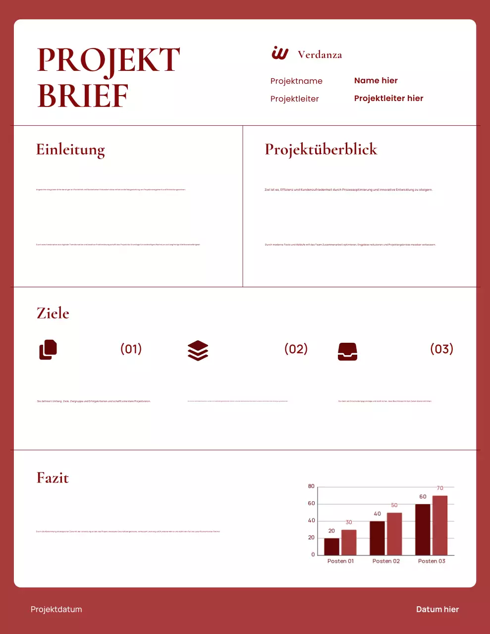 Kurzbeschreibung des minimalistischen Projekts in Rot und Weiß