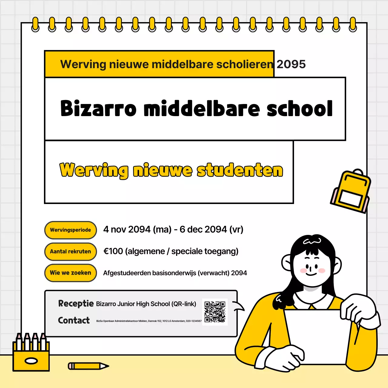 Wervingsactie Yellow Simple Middle School