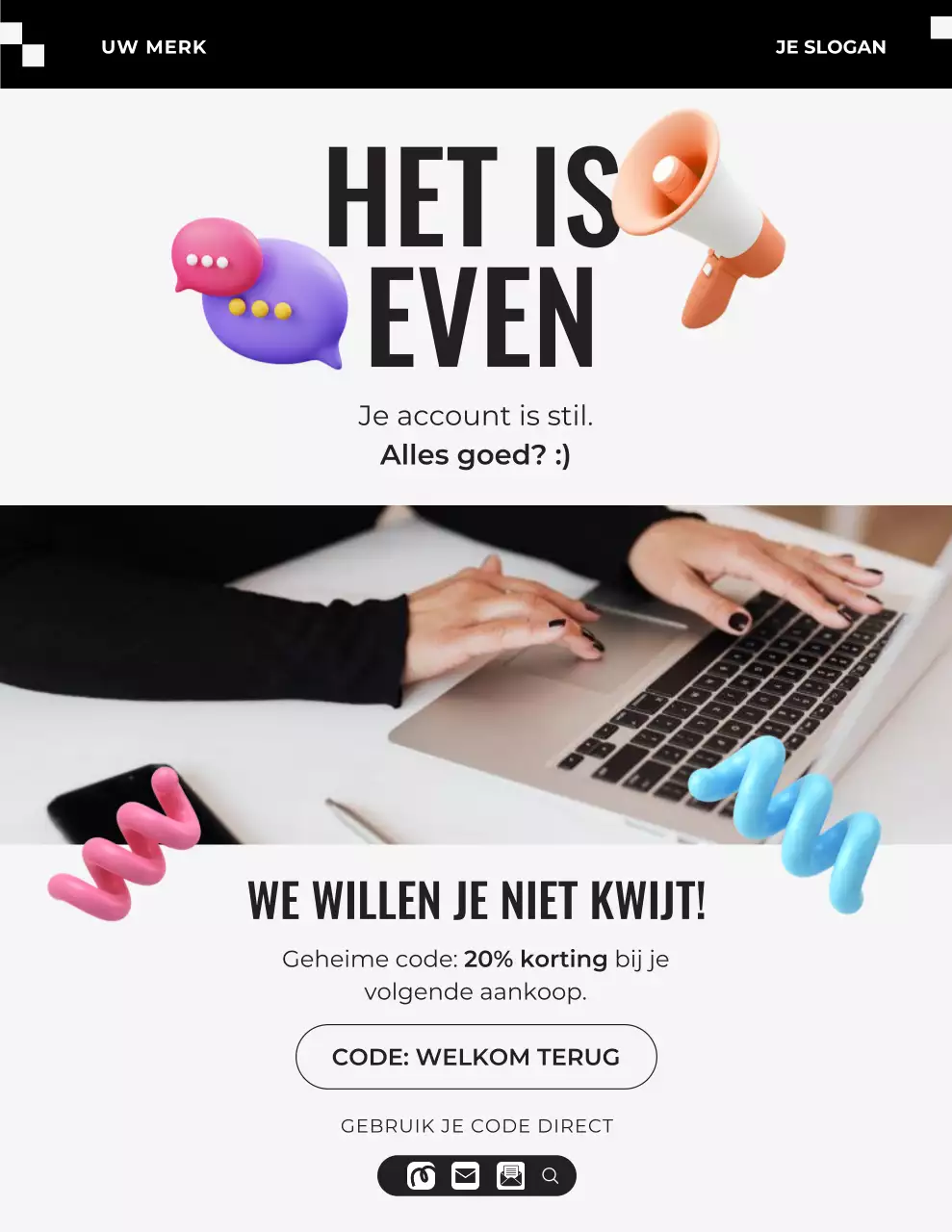 Zwart-grijze moderne 3D-herinneringsbrief voor de campagne