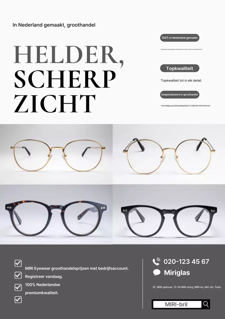 Grijze moderne brillen advertentie