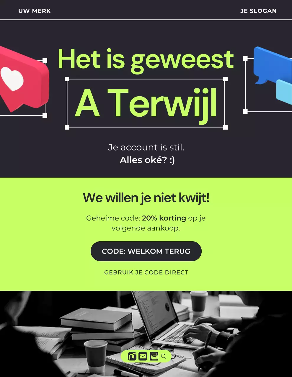 Groene en zwarte, opvallende 3D-herinneringsbrief voor de campagne