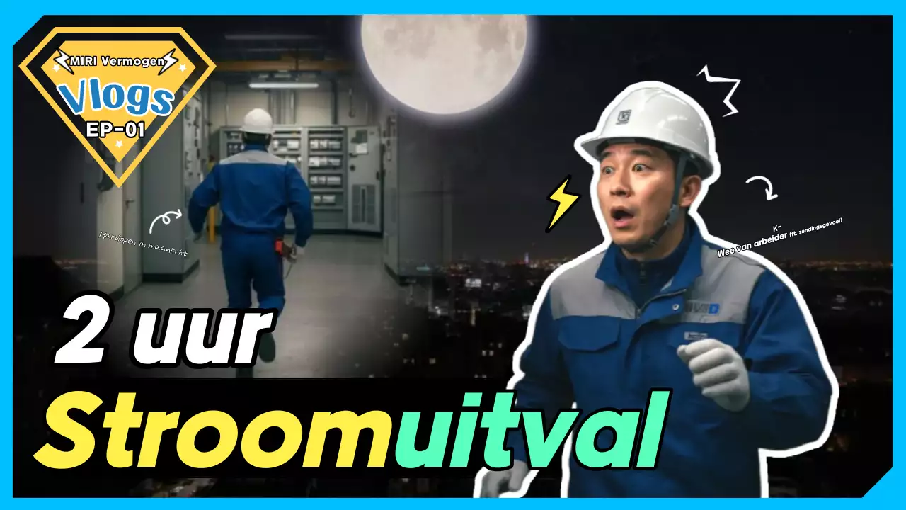 Vlog van een kantoormedewerker in een kitscherige blauwe omgeving