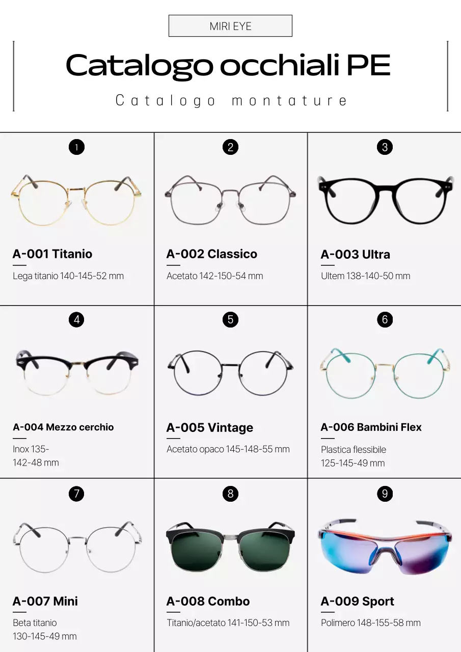 Catalogo occhiali moderni neri