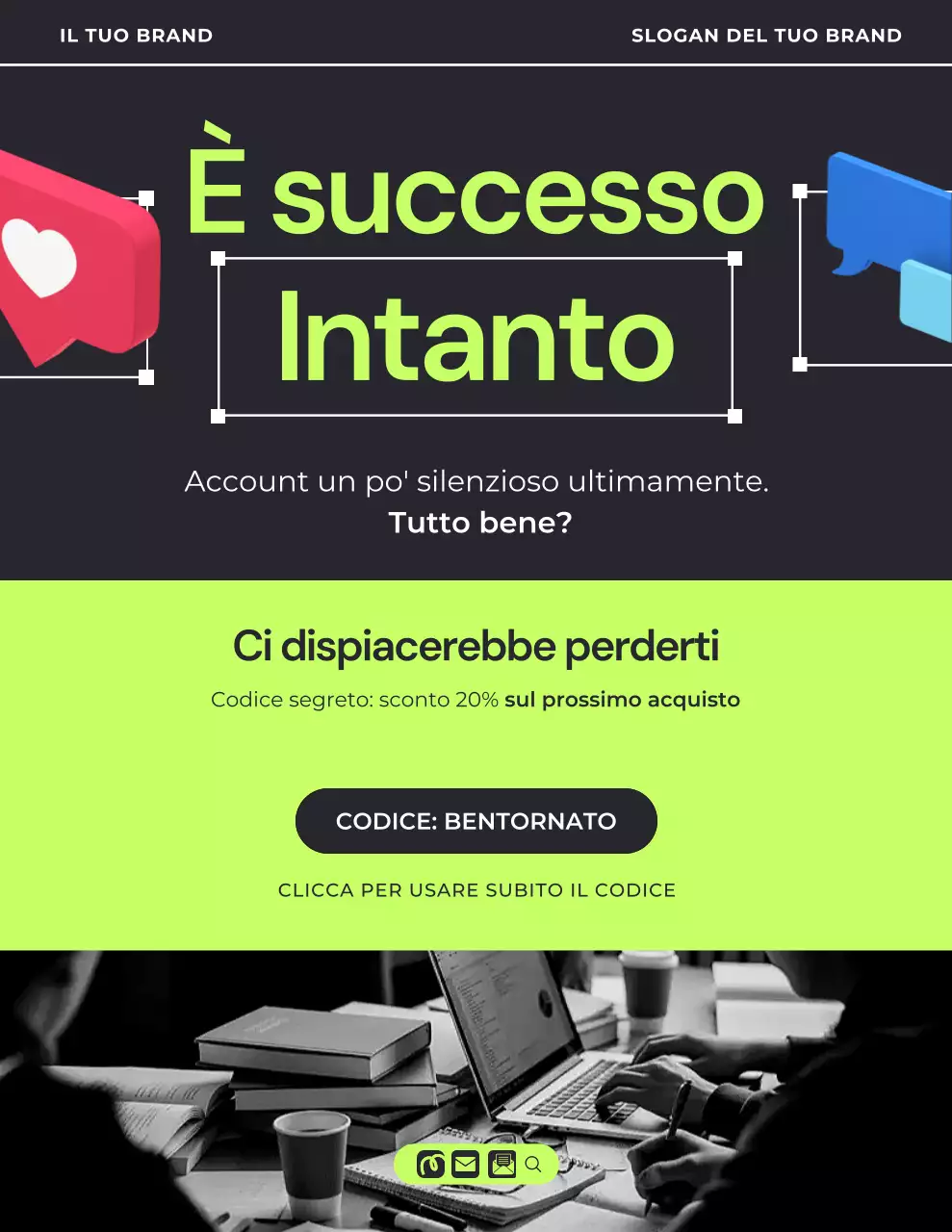 Lettera di promemoria della campagna 3D in grassetto verde e nero