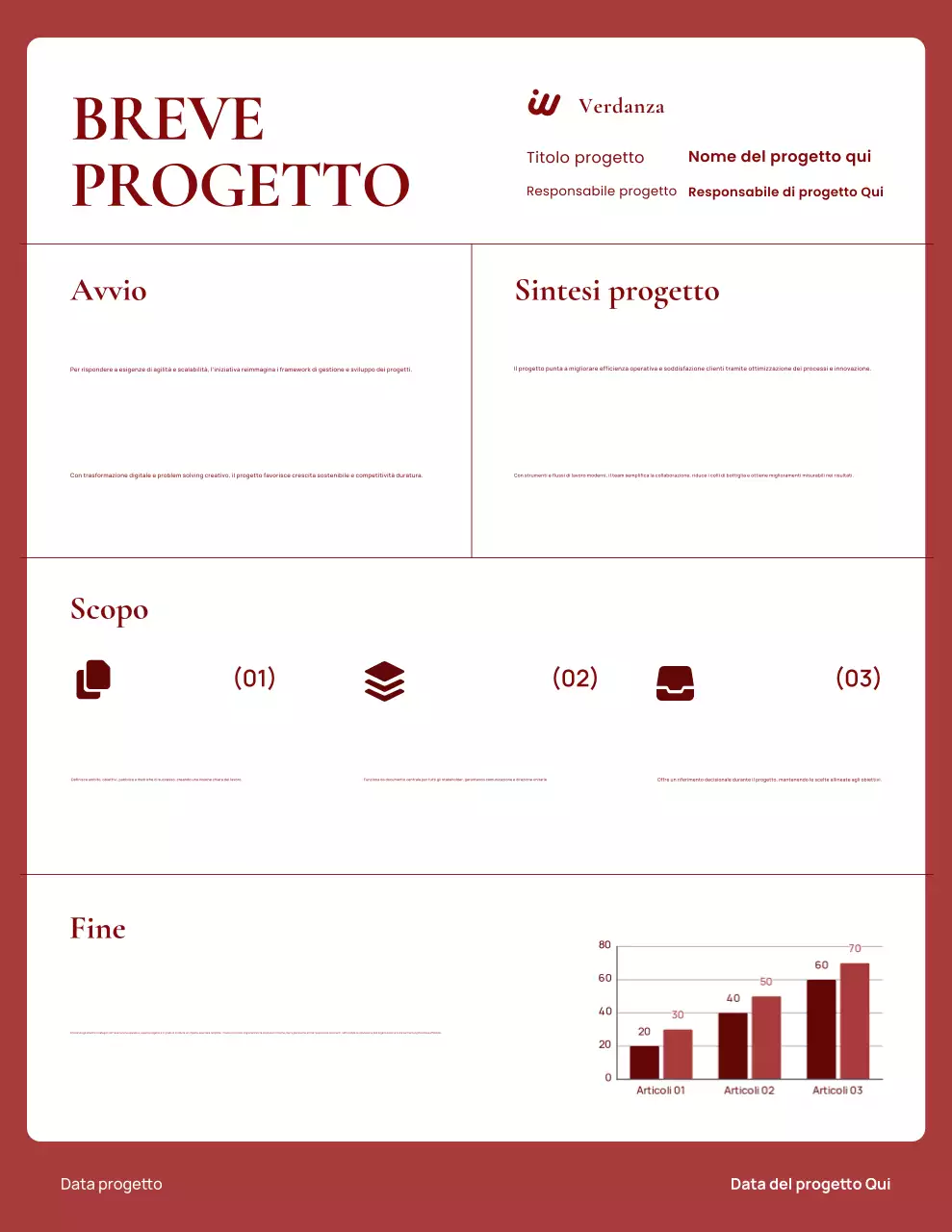 Lettera riassuntiva del progetto minimale rosso e bianco