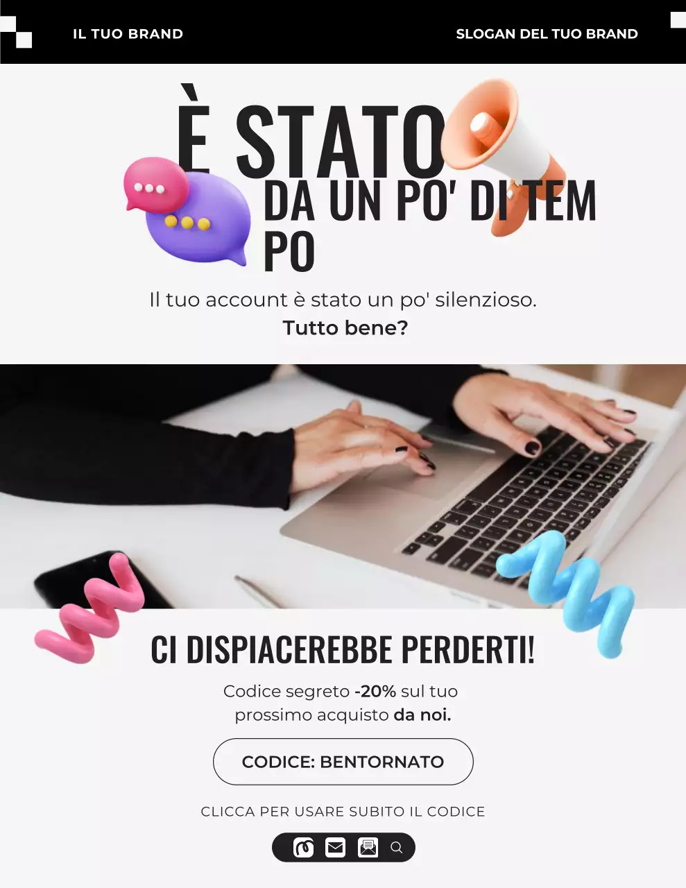 Lettera di promemoria della campagna moderna 3D in nero e grigio