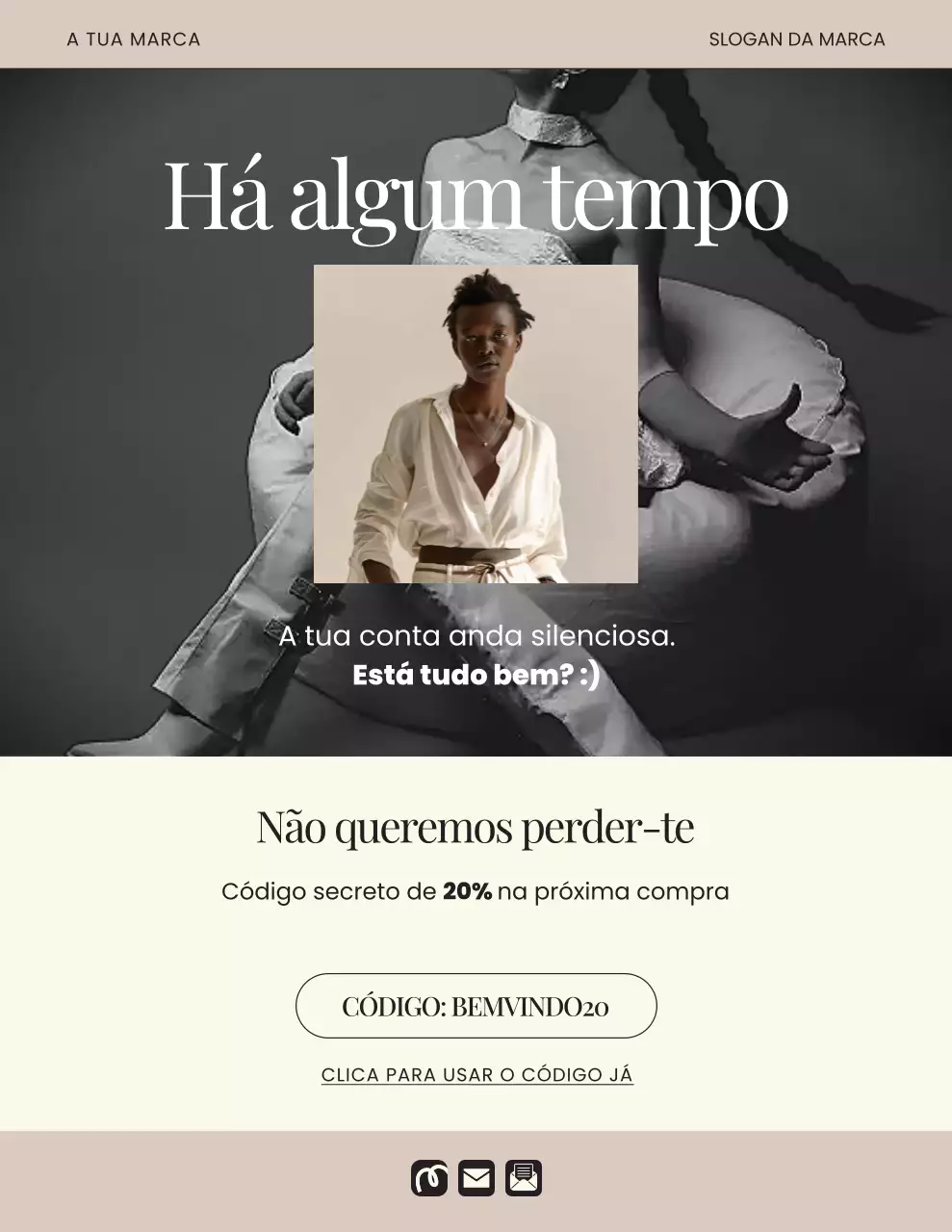 Carta de lembrete da campanha de moda minimalista bege