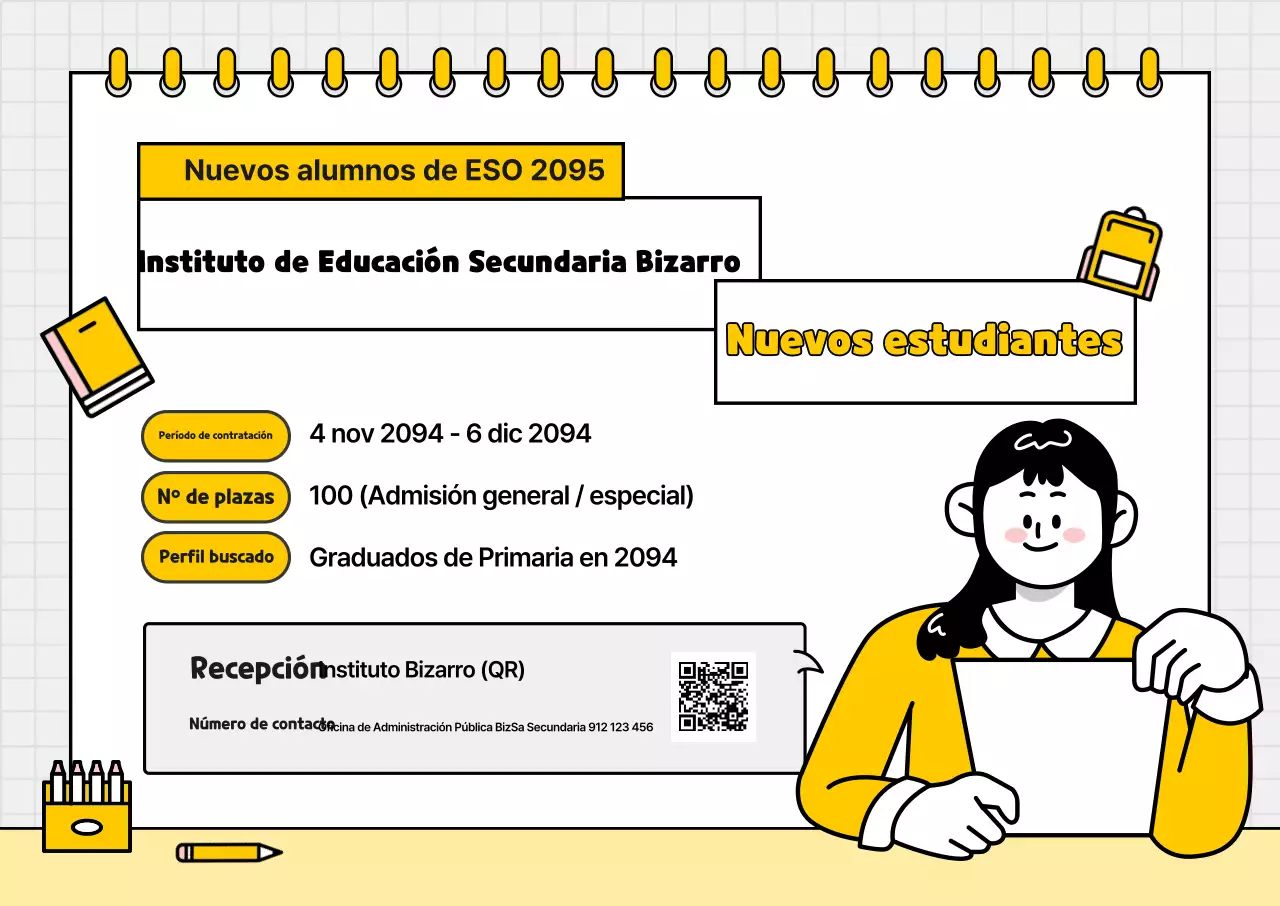 Reclutamiento para la escuela secundaria Yellow Simple