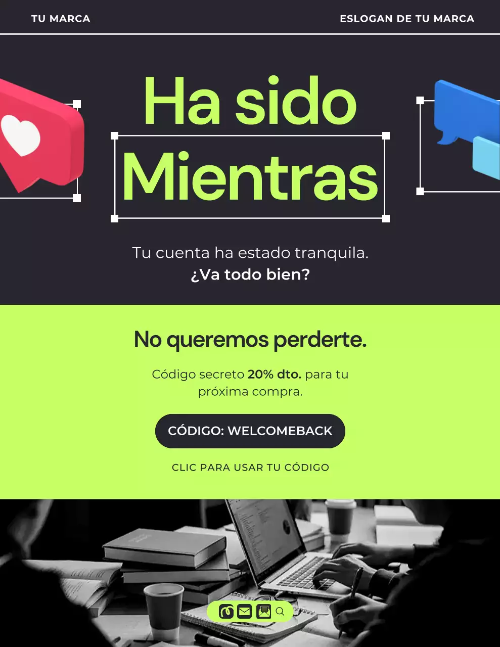 Carta recordatoria 3D en negrita verde y negra