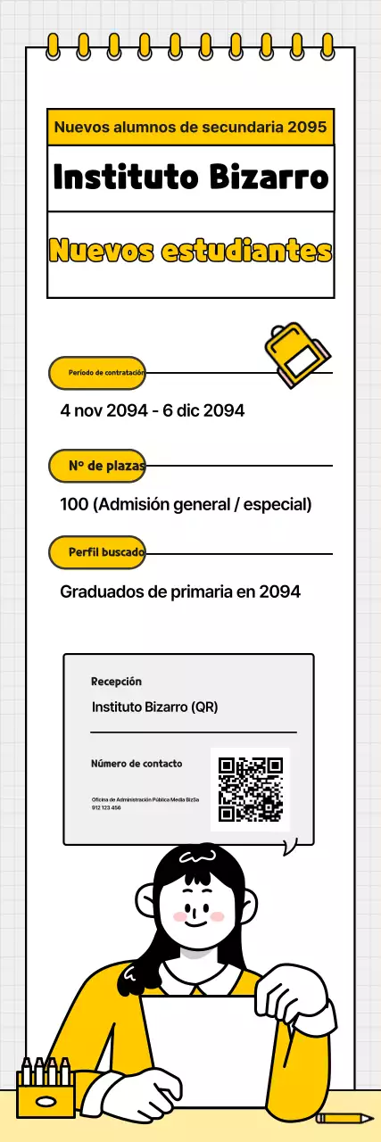 Reclutamiento para la escuela secundaria Yellow Simple