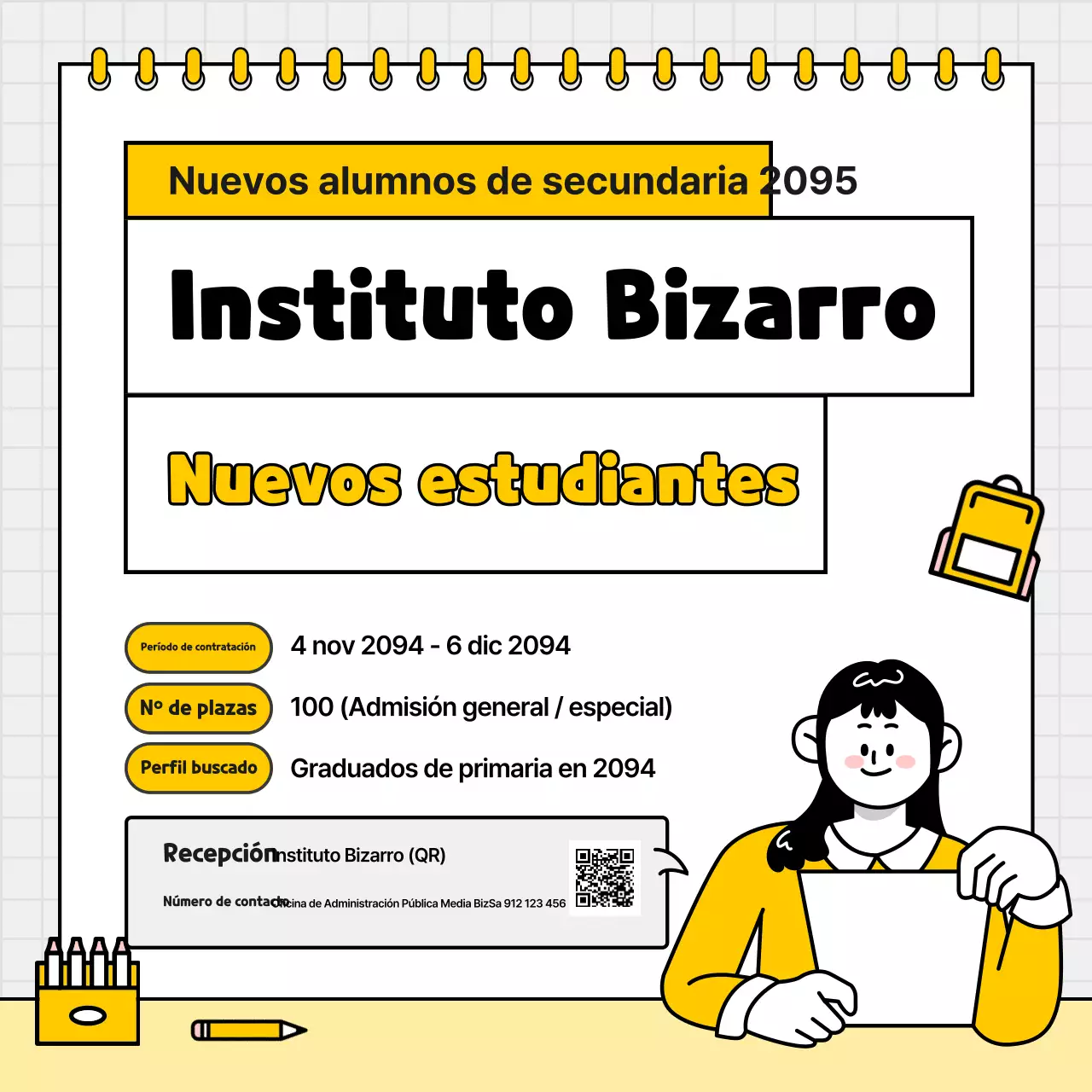 Reclutamiento para la escuela secundaria Yellow Simple