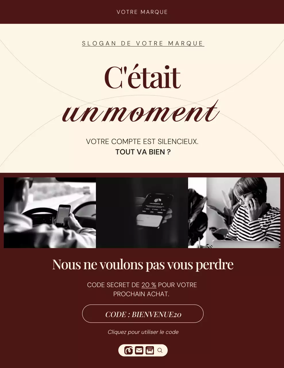 Lettre de rappel pour une campagne de marque de mode minimaliste élégante rouge et crème