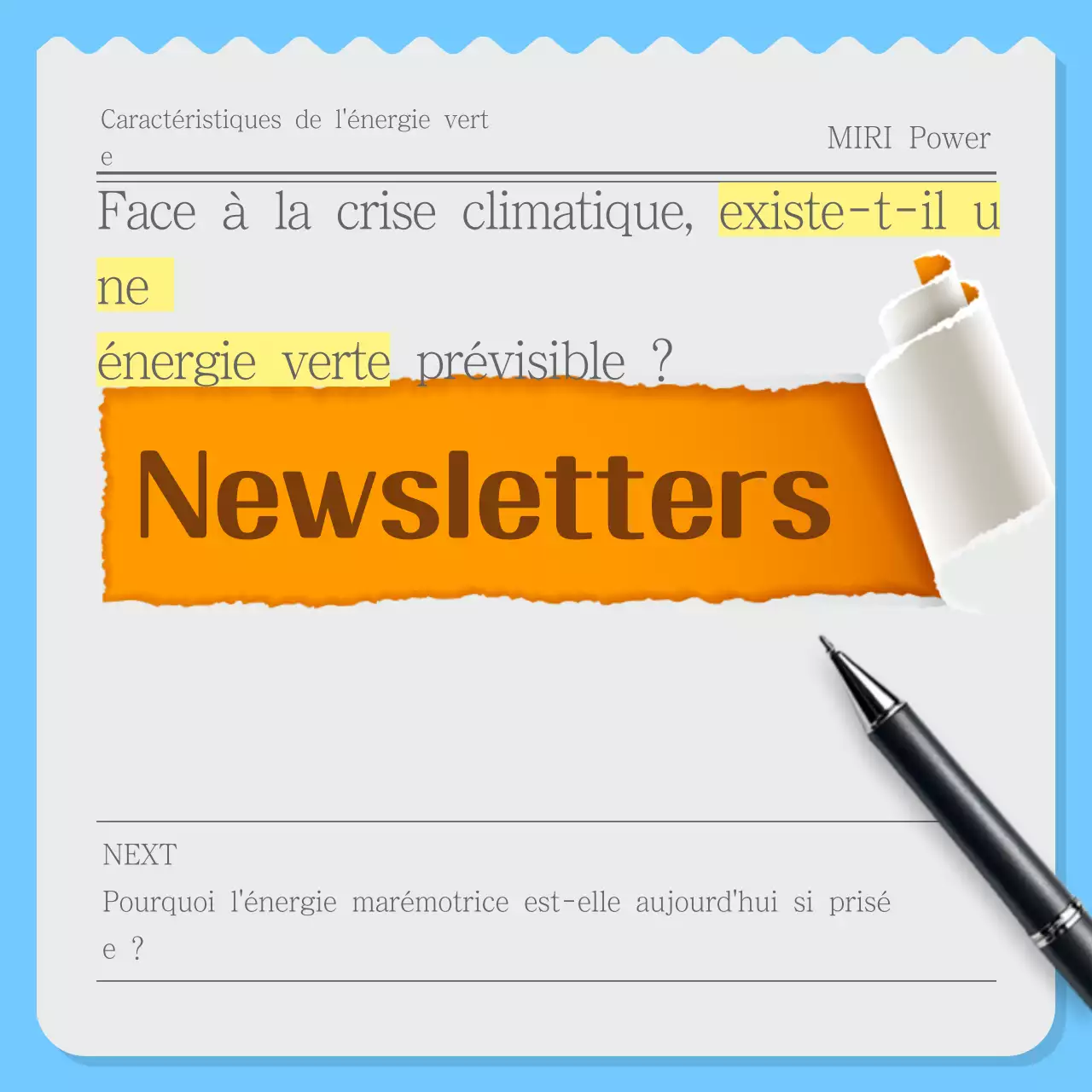 Bulletin d'information écologique moderne Sky Blue