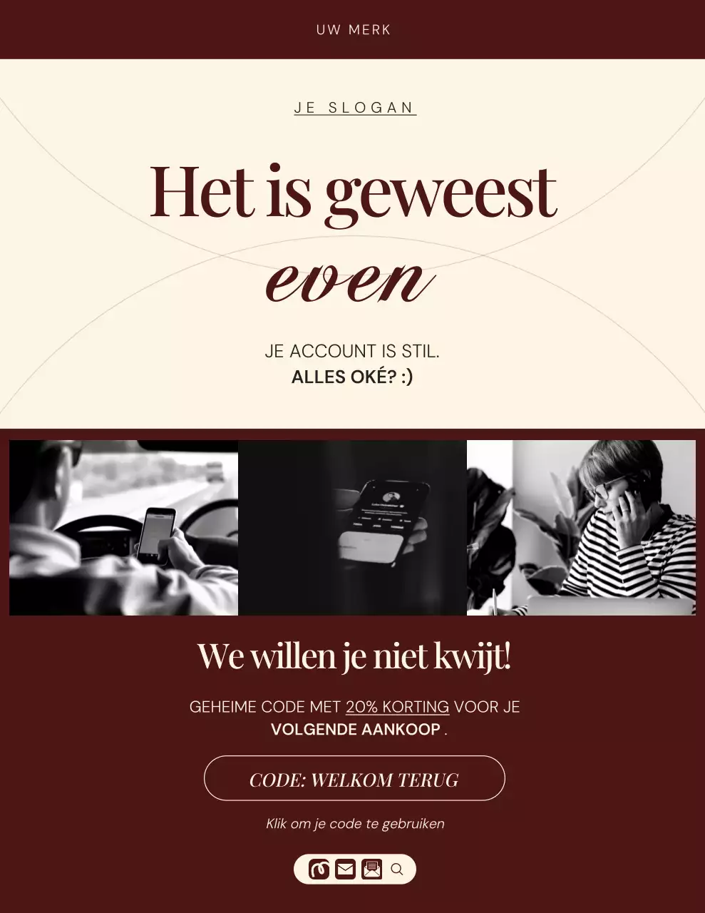 Rode en crèmekleurige elegante minimalistische modemerk campagneherinneringsbrief