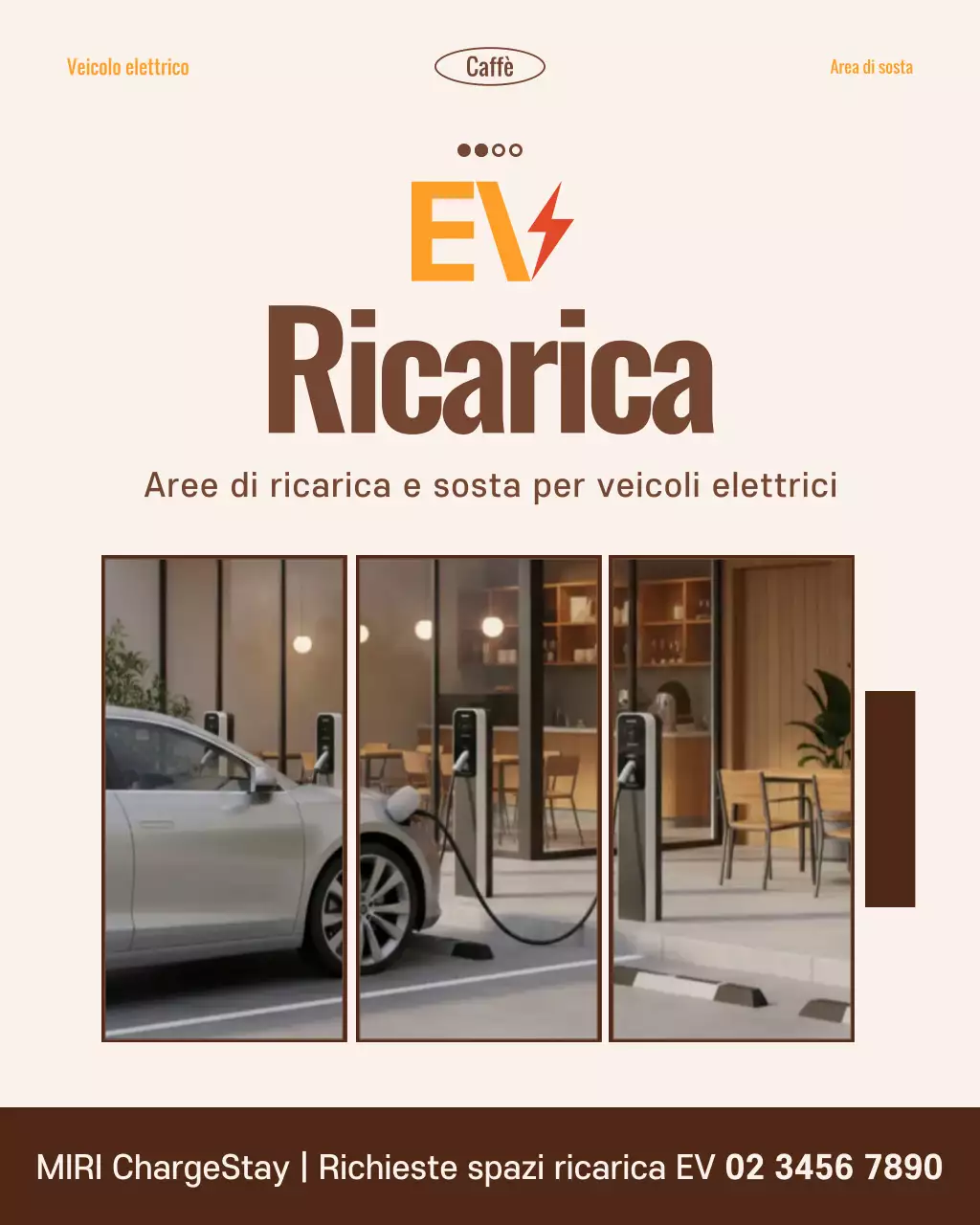 Pubblicità di un'auto elettrica moderna beige