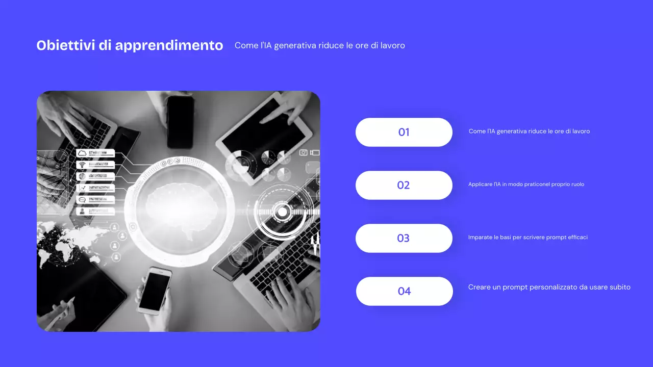 Lezione di intelligenza artificiale moderna blu